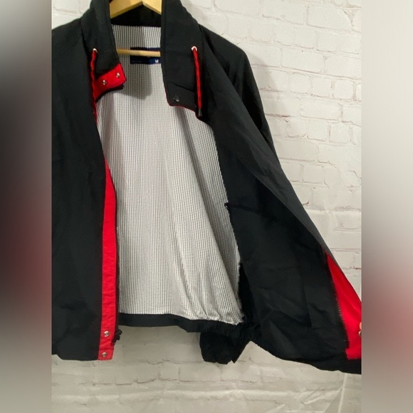 Swingster Jacket Mens Size Medium Black Red Trim Detail Full Zip Front Snap - Picture 10 of 12